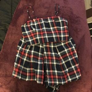 plaid top and shorts set